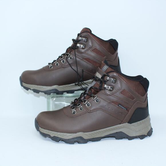 Khombu Men 10 Waterproof Kenny Hiker Hiking Boot Leather Memory Foam Brown NEW